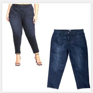 Terra & Sky M Blue Cropped  Straight Leg Jeans Stretch Pockets plus size 20